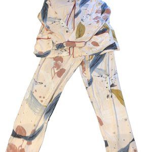 PJs, comfy poly two piece with pattern and long sleeves, large